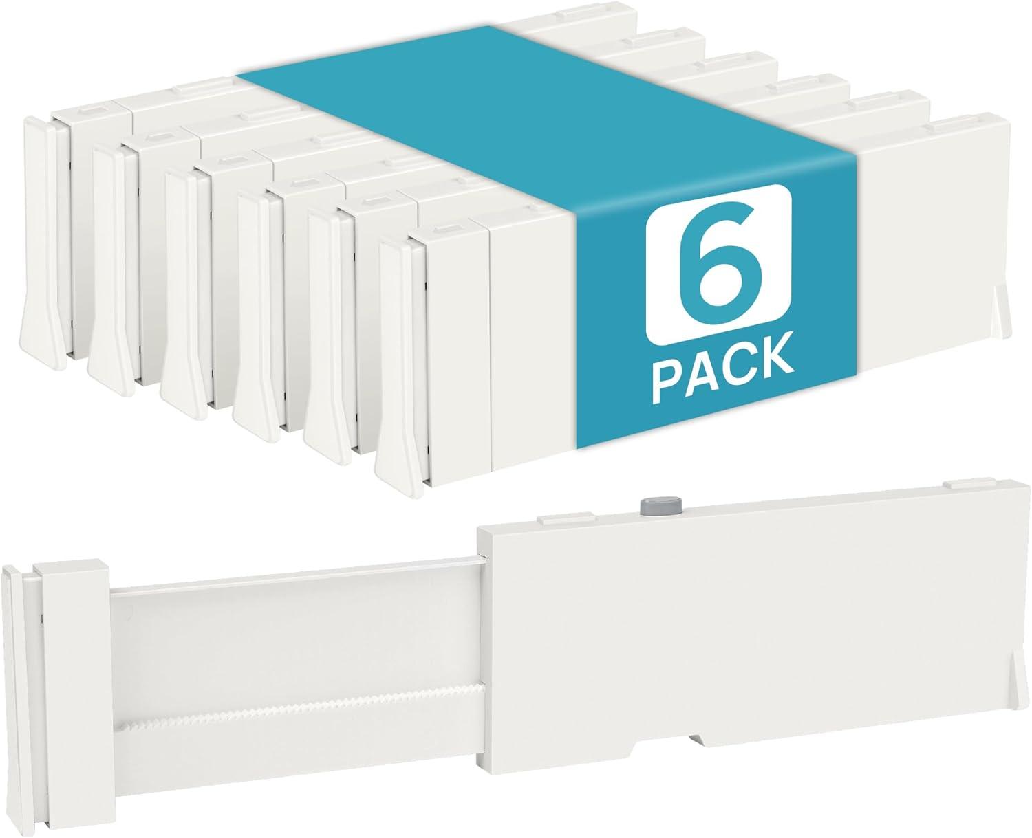 imageVtopmart Drawer Dividers for Clothes 8 Pack Adjustable 4 High Expandable from 11317 Dresser Drawer Organizer Plastic Drawers Separators for Dresser Baby Clothes Kitchen and Office StorageWhite