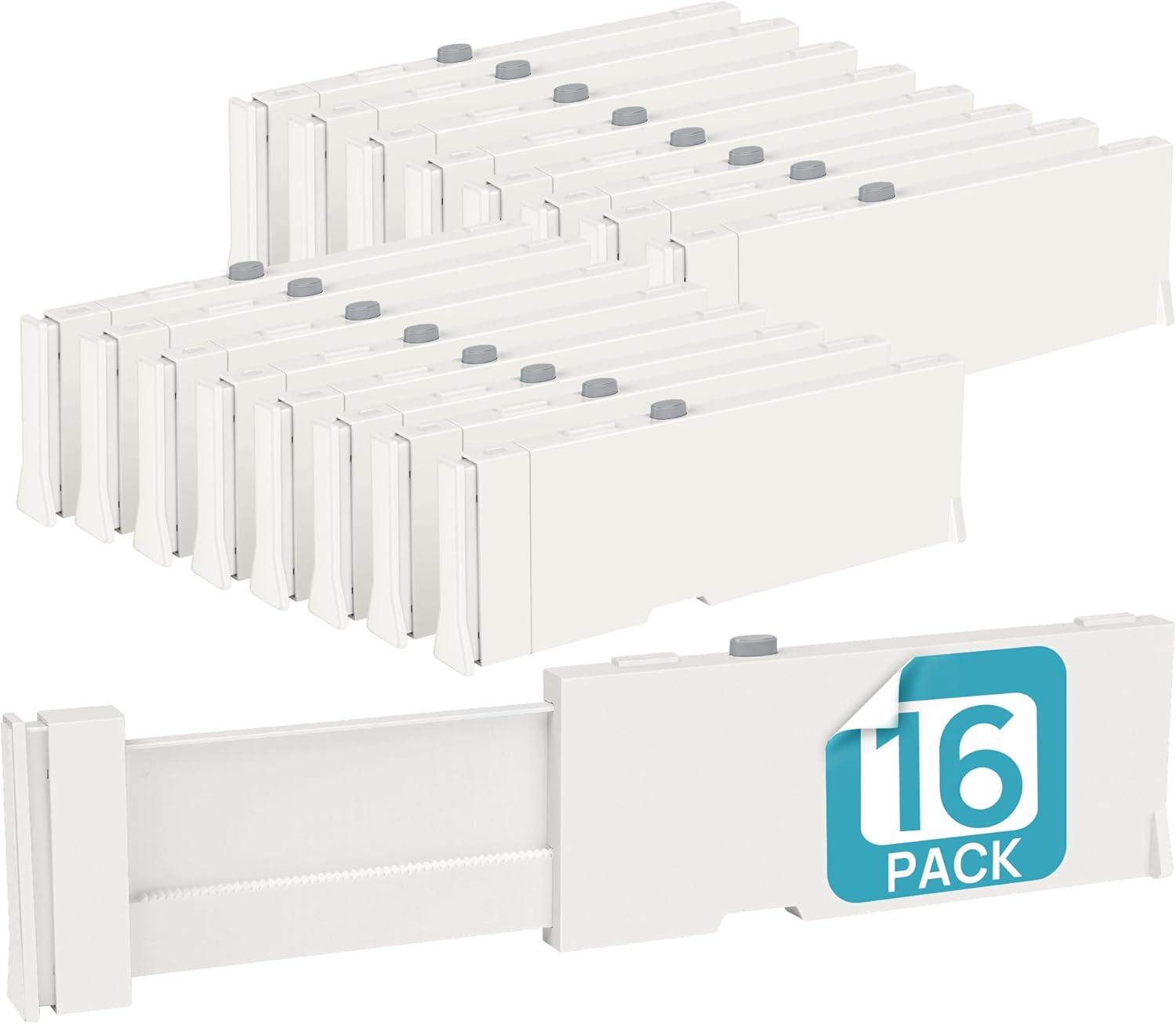 imageVtopmart Drawer Dividers for Clothes 8 Pack Adjustable 4 High Expandable from 11317 Dresser Drawer Organizer Plastic Drawers Separators for Dresser Baby Clothes Kitchen and Office StorageWhite