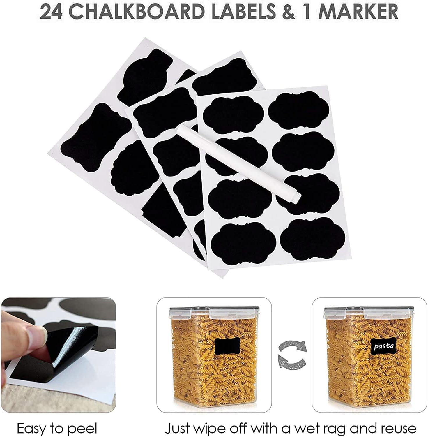 imageVtopmart Extra Large Tall Airtight Food Storage Containers 4 Pieces 59qt65L Plastic PBA Free Kitchen Pantry Canister for Spaghetti Flour and Baking Supplies with 24 Labels BlackBlack
