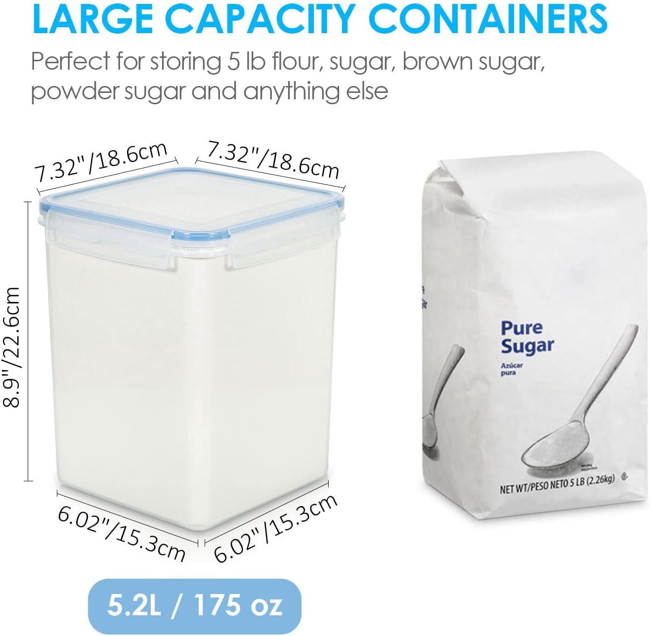imageVtopmart Extra Large Tall Airtight Food Storage Containers 4 Pieces 59qt65L Plastic PBA Free Kitchen Pantry Canister for Spaghetti Flour and Baking Supplies with 24 Labels BlackBlue