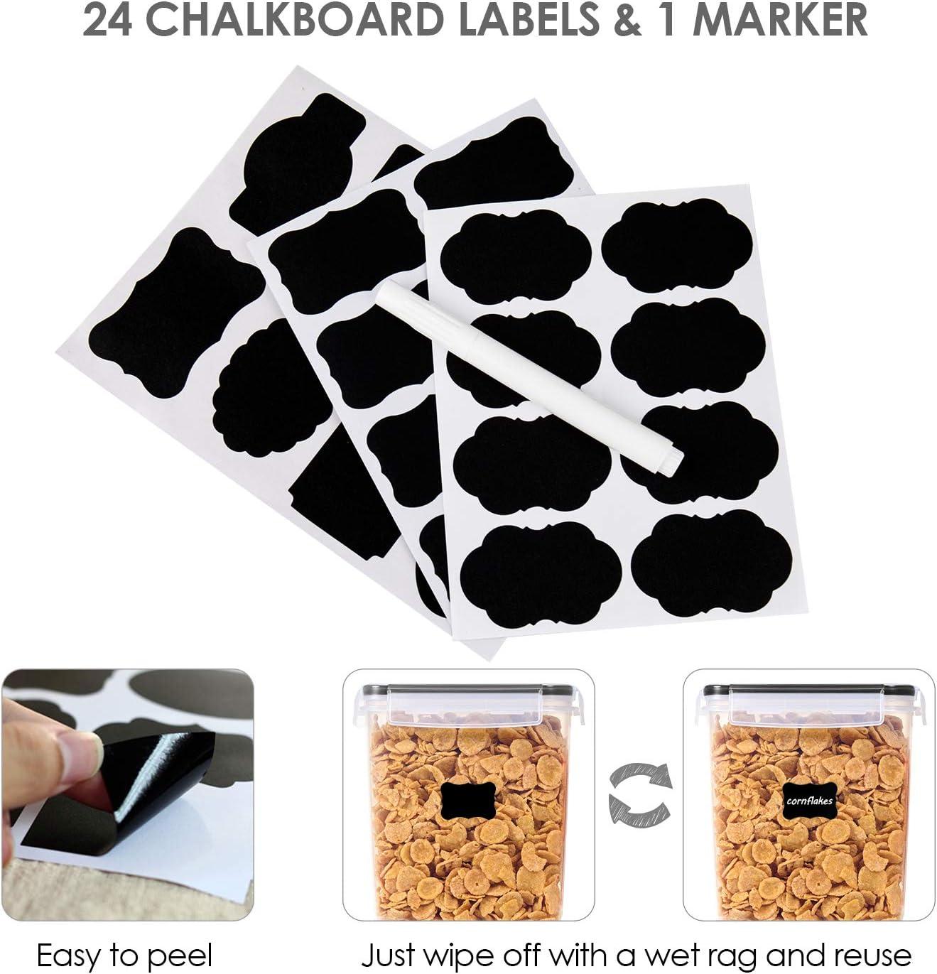 imageVtopmart Extra Large Tall Airtight Food Storage Containers 4 Pieces 59qt65L Plastic PBA Free Kitchen Pantry Canister for Spaghetti Flour and Baking Supplies with 24 Labels BlackBlack