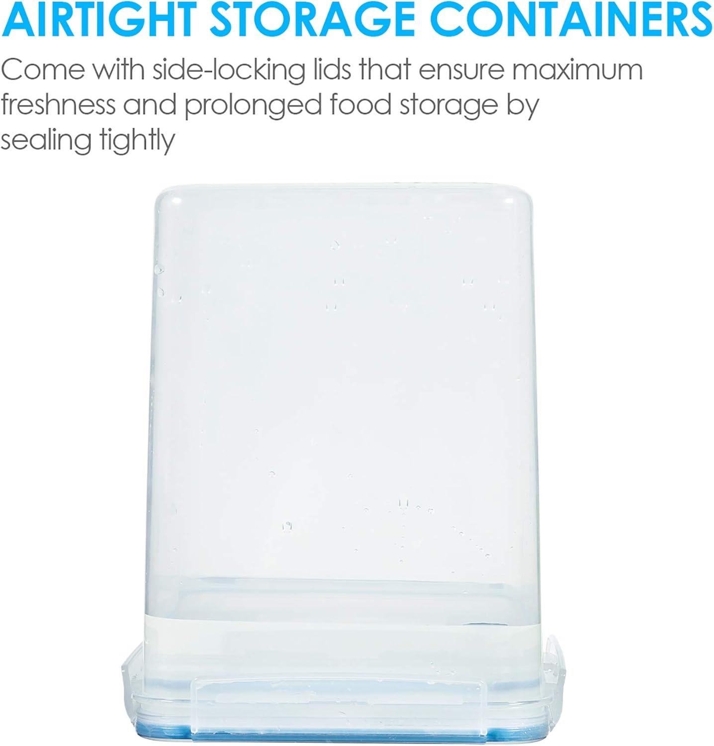 imageVtopmart Extra Large Tall Airtight Food Storage Containers 4 Pieces 59qt65L Plastic PBA Free Kitchen Pantry Canister for Spaghetti Flour and Baking Supplies with 24 Labels BlackBlue