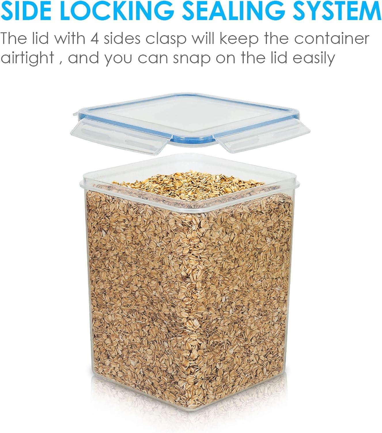 imageVtopmart Extra Large Tall Airtight Food Storage Containers 4 Pieces 59qt65L Plastic PBA Free Kitchen Pantry Canister for Spaghetti Flour and Baking Supplies with 24 Labels BlackBlue