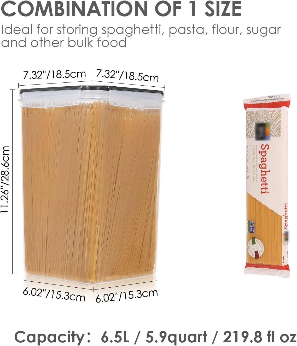 imageVtopmart Extra Large Tall Airtight Food Storage Containers 4 Pieces 59qt65L Plastic PBA Free Kitchen Pantry Canister for Spaghetti Flour and Baking Supplies with 24 Labels BlackBlack