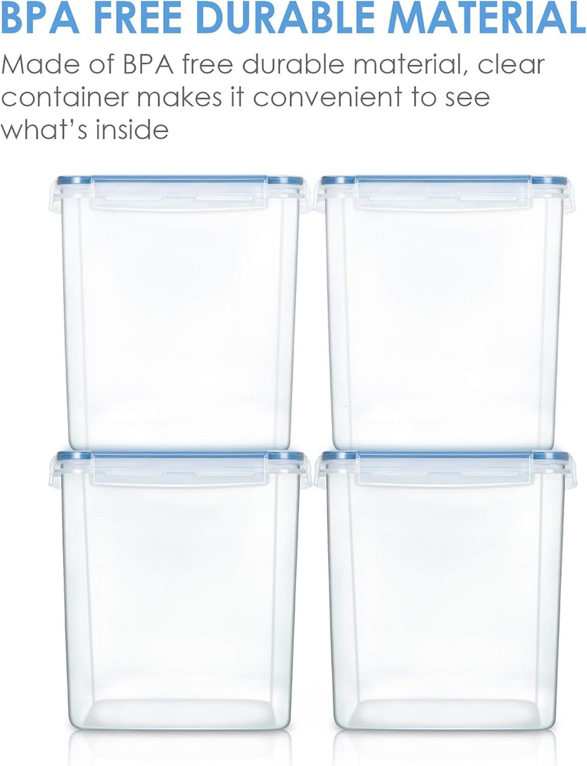 imageVtopmart Extra Large Tall Airtight Food Storage Containers 4 Pieces 59qt65L Plastic PBA Free Kitchen Pantry Canister for Spaghetti Flour and Baking Supplies with 24 Labels BlackBlue