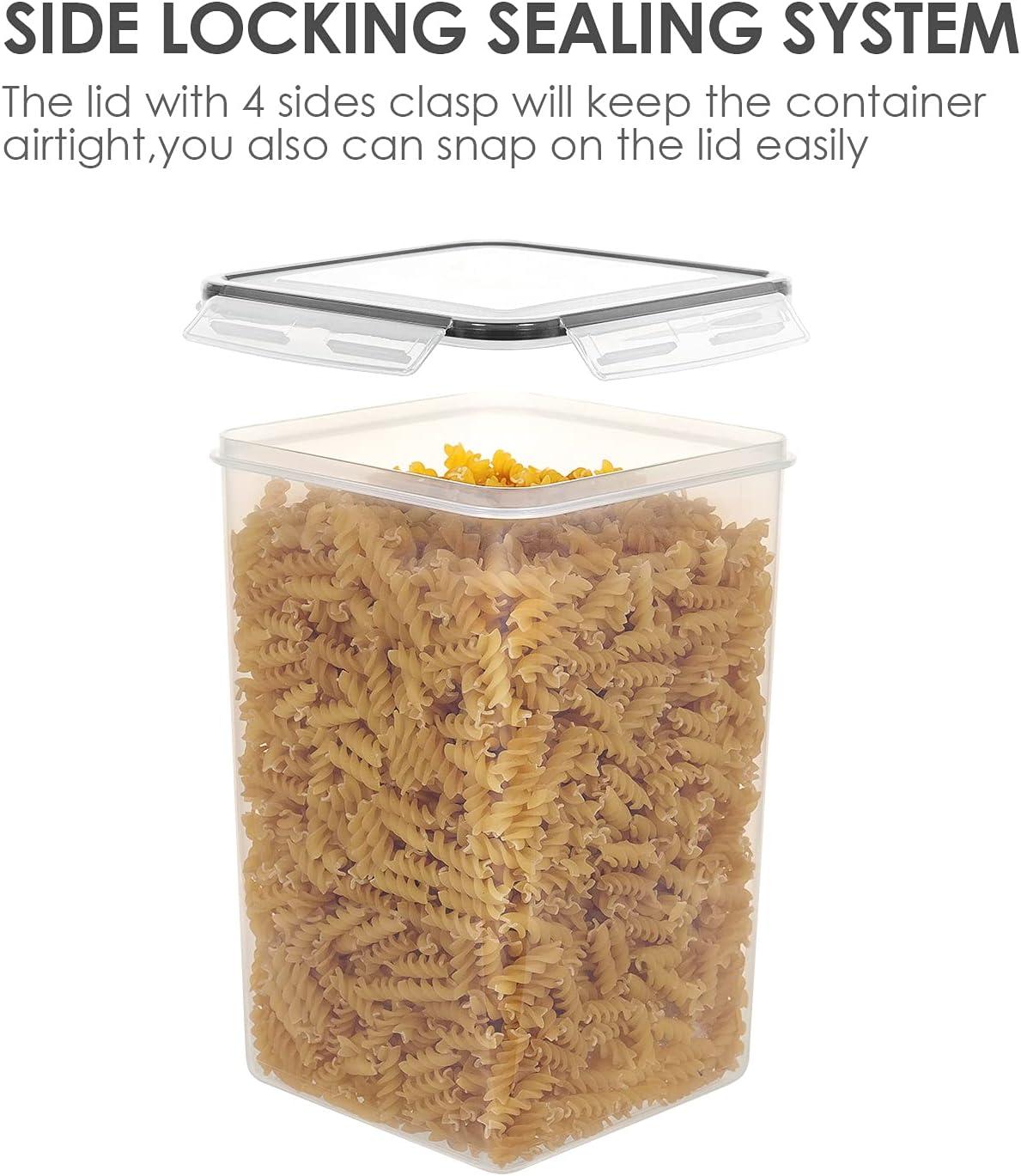 imageVtopmart Extra Large Tall Airtight Food Storage Containers 4 Pieces 59qt65L Plastic PBA Free Kitchen Pantry Canister for Spaghetti Flour and Baking Supplies with 24 Labels BlackBlack