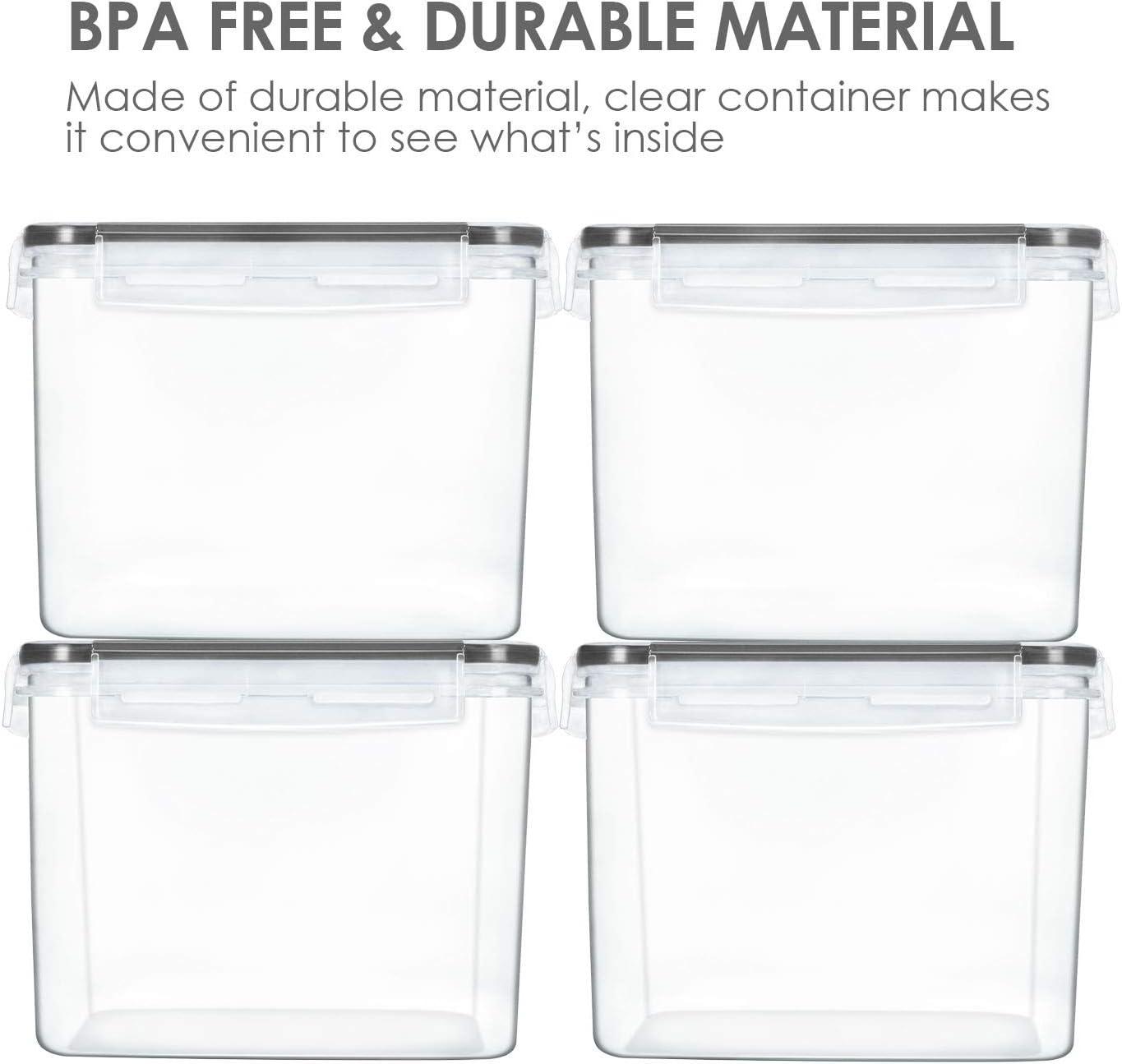 imageVtopmart Extra Large Tall Airtight Food Storage Containers 4 Pieces 59qt65L Plastic PBA Free Kitchen Pantry Canister for Spaghetti Flour and Baking Supplies with 24 Labels BlackBlack