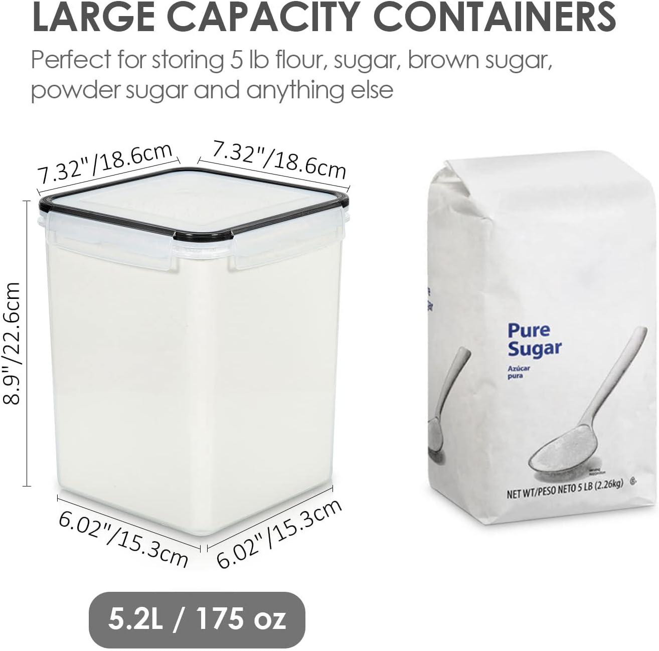 imageVtopmart Extra Large Tall Airtight Food Storage Containers 4 Pieces 59qt65L Plastic PBA Free Kitchen Pantry Canister for Spaghetti Flour and Baking Supplies with 24 Labels BlackBlack