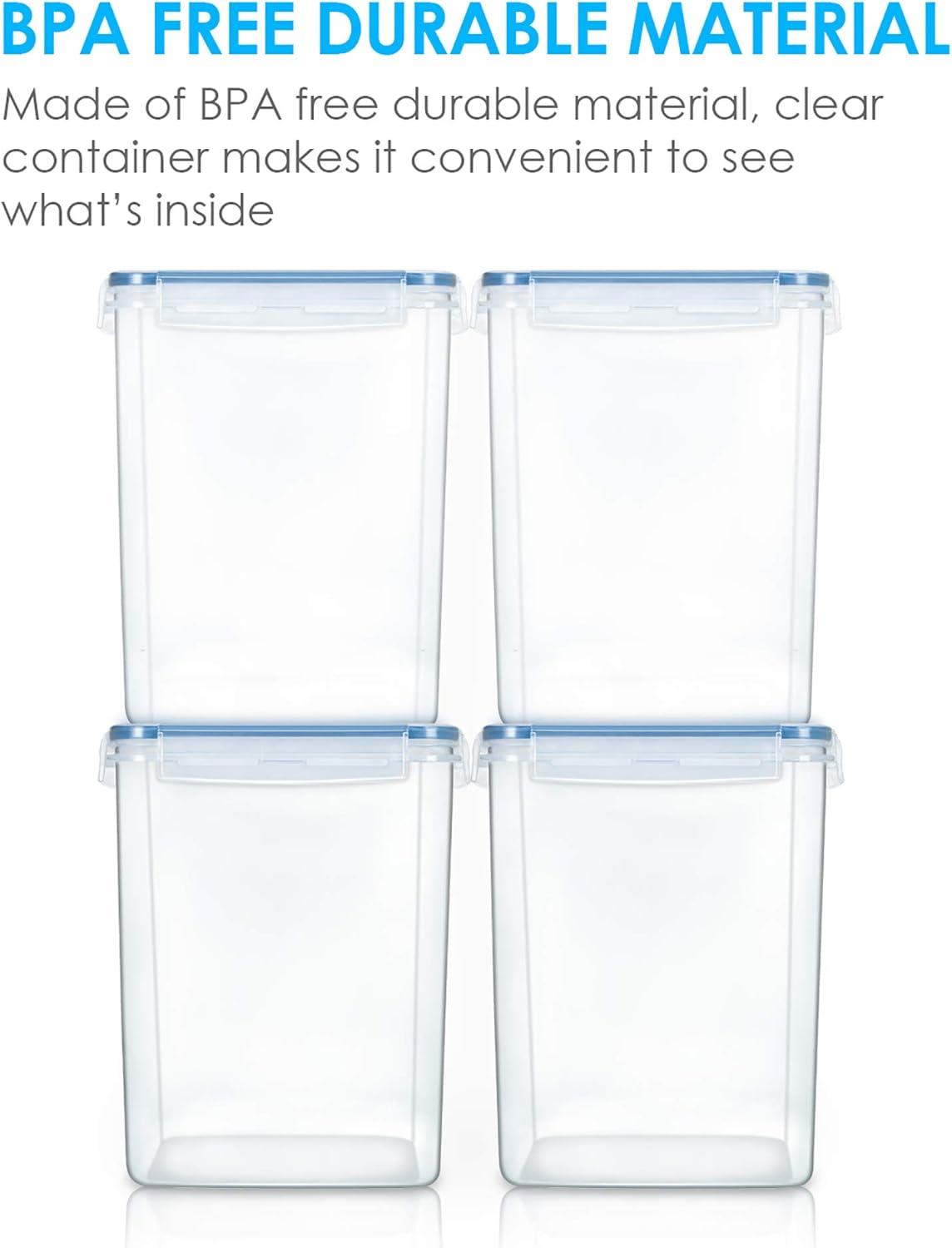 imageVtopmart Extra Large Tall Airtight Food Storage Containers 4 Pieces 59qt65L Plastic PBA Free Kitchen Pantry Canister for Spaghetti Flour and Baking Supplies with 24 Labels BlackBlue
