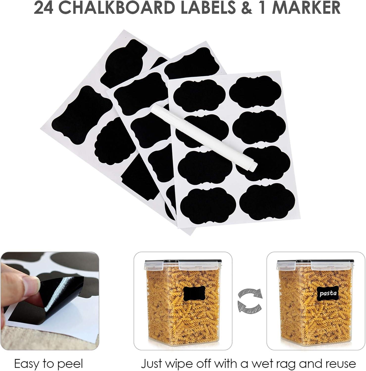 imageVtopmart Extra Large Tall Airtight Food Storage Containers 4 Pieces 59qt65L Plastic PBA Free Kitchen Pantry Canister for Spaghetti Flour and Baking Supplies with 24 Labels BlackBlack