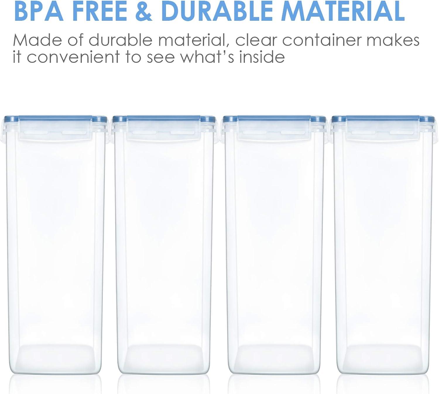 imageVtopmart Extra Large Tall Airtight Food Storage Containers 4 Pieces 59qt65L Plastic PBA Free Kitchen Pantry Canister for Spaghetti Flour and Baking Supplies with 24 Labels BlackBlue