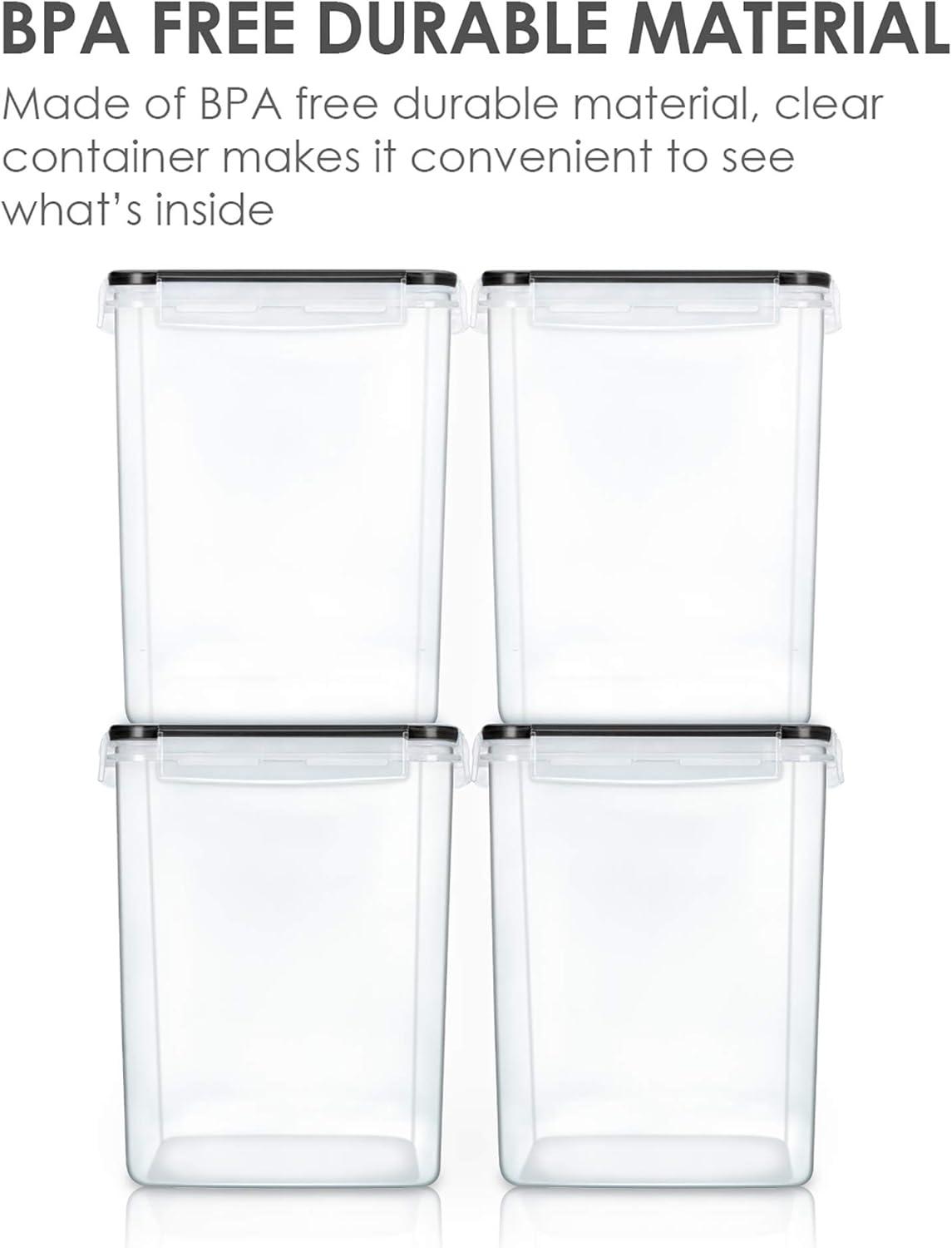 imageVtopmart Extra Large Tall Airtight Food Storage Containers 4 Pieces 59qt65L Plastic PBA Free Kitchen Pantry Canister for Spaghetti Flour and Baking Supplies with 24 Labels BlackBlack