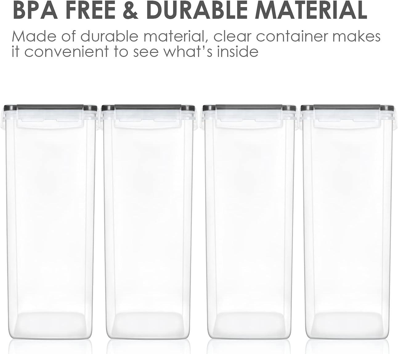 imageVtopmart Extra Large Tall Airtight Food Storage Containers 4 Pieces 59qt65L Plastic PBA Free Kitchen Pantry Canister for Spaghetti Flour and Baking Supplies with 24 Labels BlackBlack