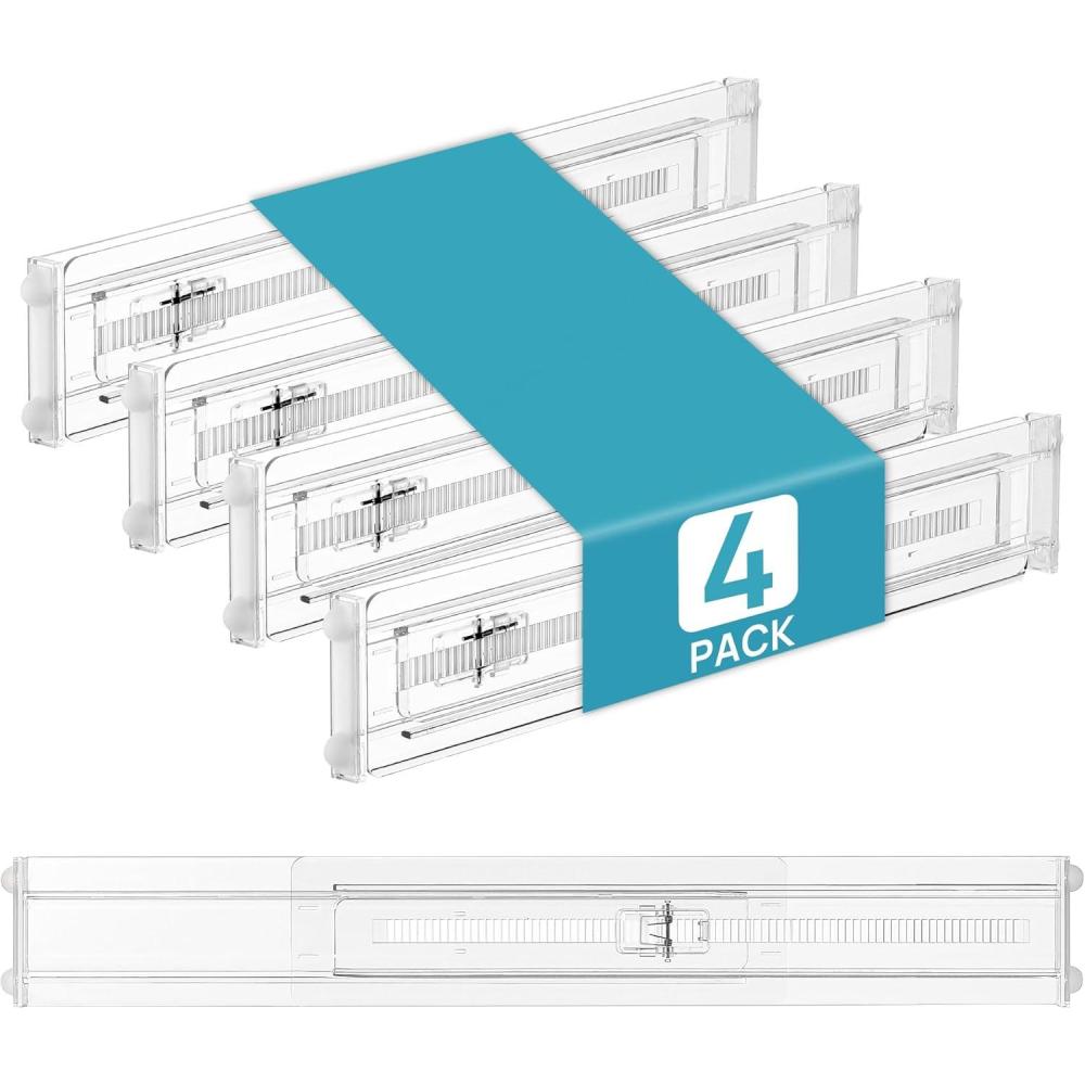 imageVtopmart 12 Pack Drawer Dividers for Clothes 4 High 102165 Adjustable Expandable Dresser Drawer Organizer Clear Plastic Separators for Dresser Baby Clothing Underwear Cosmetic Toiletries4