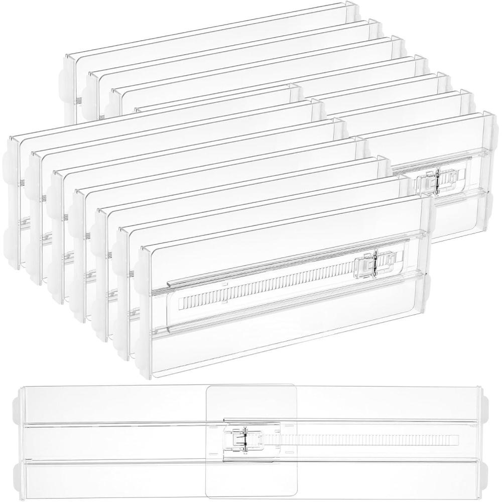 imageVtopmart 12 Pack Drawer Dividers for Clothes 4 High 102165 Adjustable Expandable Dresser Drawer Organizer Clear Plastic Separators for Dresser Baby Clothing Underwear Cosmetic Toiletries14