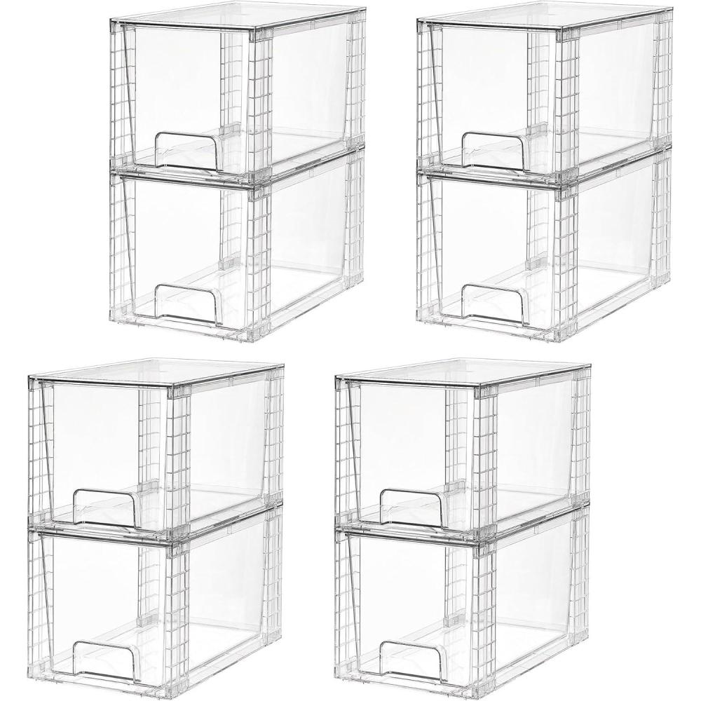 imageVtopmart 2 Pack Large Stackable Storage DrawersClear Acrylic Drawer Organizers with Handles Easily Assemble for BathroomKitchen UndersinkCabinetClosetMakeupPantry organization and StorageClear 8 Pack