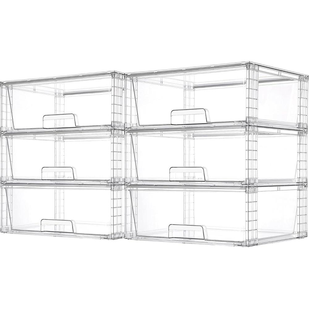 imageVtopmart 2 Pack Large Stackable Storage DrawersEasily Assemble Clear Acrylic Bathroom Closet Undersink OrganizersPlastic Storage Bins for CabinetKitchen PantryMedicine Organization6