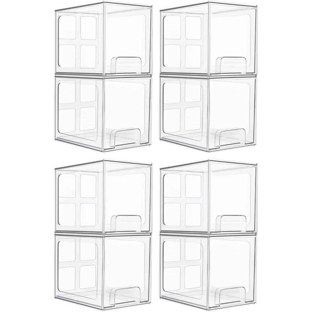 imageVtopmart 2 Pack Stackable Storage Drawers 66Tall Acrylic Bathroom Makeup OrganizersClear Plastic Storage Bins For Vanity Undersink Kitchen CabinetPantry Organization and Storage8