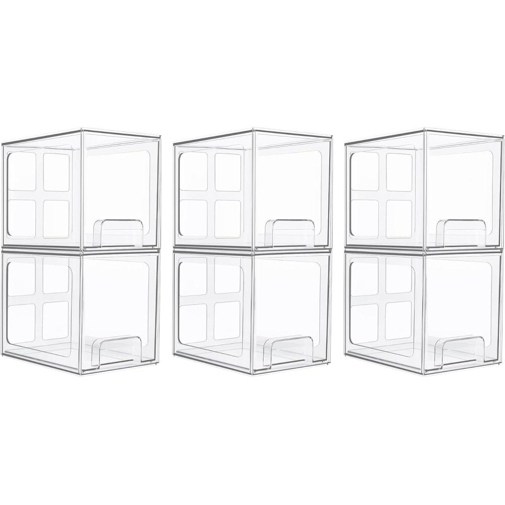 imageVtopmart 2 Pack Stackable Storage Drawers 66Tall Acrylic Bathroom Makeup OrganizersClear Plastic Storage Bins For Vanity Undersink Kitchen CabinetPantry Organization and Storage6