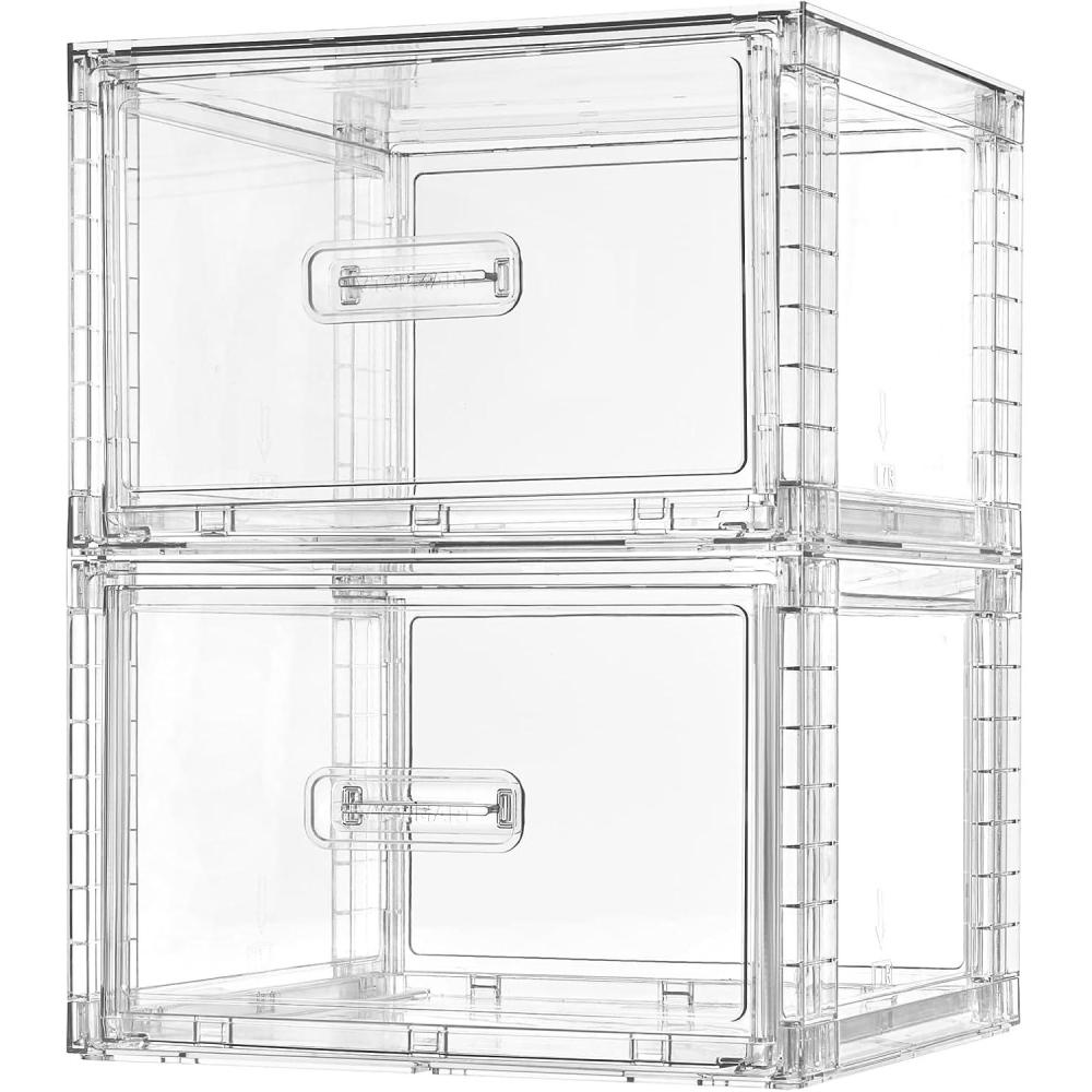 imageVtopmart 4 Pack 18QT Clear Stackable Storage DrawersEasily Assemble Closet OrganizersPlastic Storage Bins for BathroomCabinetKitchen PantryUnder Sink OrganizationMediumclear
