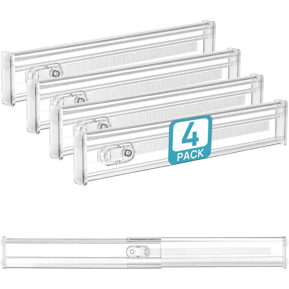 imageVtopmart 4 Pack 6 Tall Upgrade Drawer Dividers for Big and Deep Drawer 128223 Adjustable Expandable Dresser Drawer Organizer Clear Plastic Separators for Dresser Baby Supplies Kitchenware4