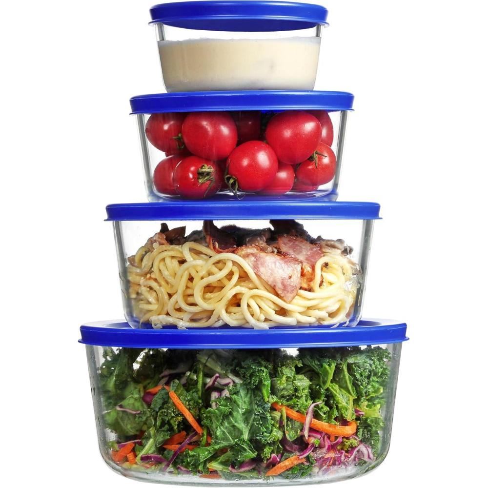 imageVtopmart 4 Pack Glass Bowls with Lids 1 2 4 7 Cup Food Storage Containers Meal Prep and Leftovers Keeper Lunch Container Microwave Dishwasher amp Freezer Safe