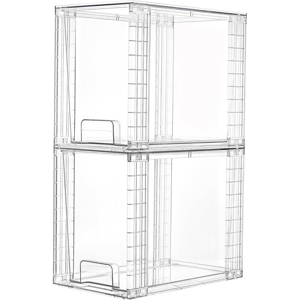 imageVtopmart 4Pack Large Stackable Kitchen Pantry Storage Drawers Clear Organizer Bins with Handles Acrylic Drawer Organizers for Kitchen Pantry Bathroom Undersink Cabinet Organization and Storage2Pack 97H