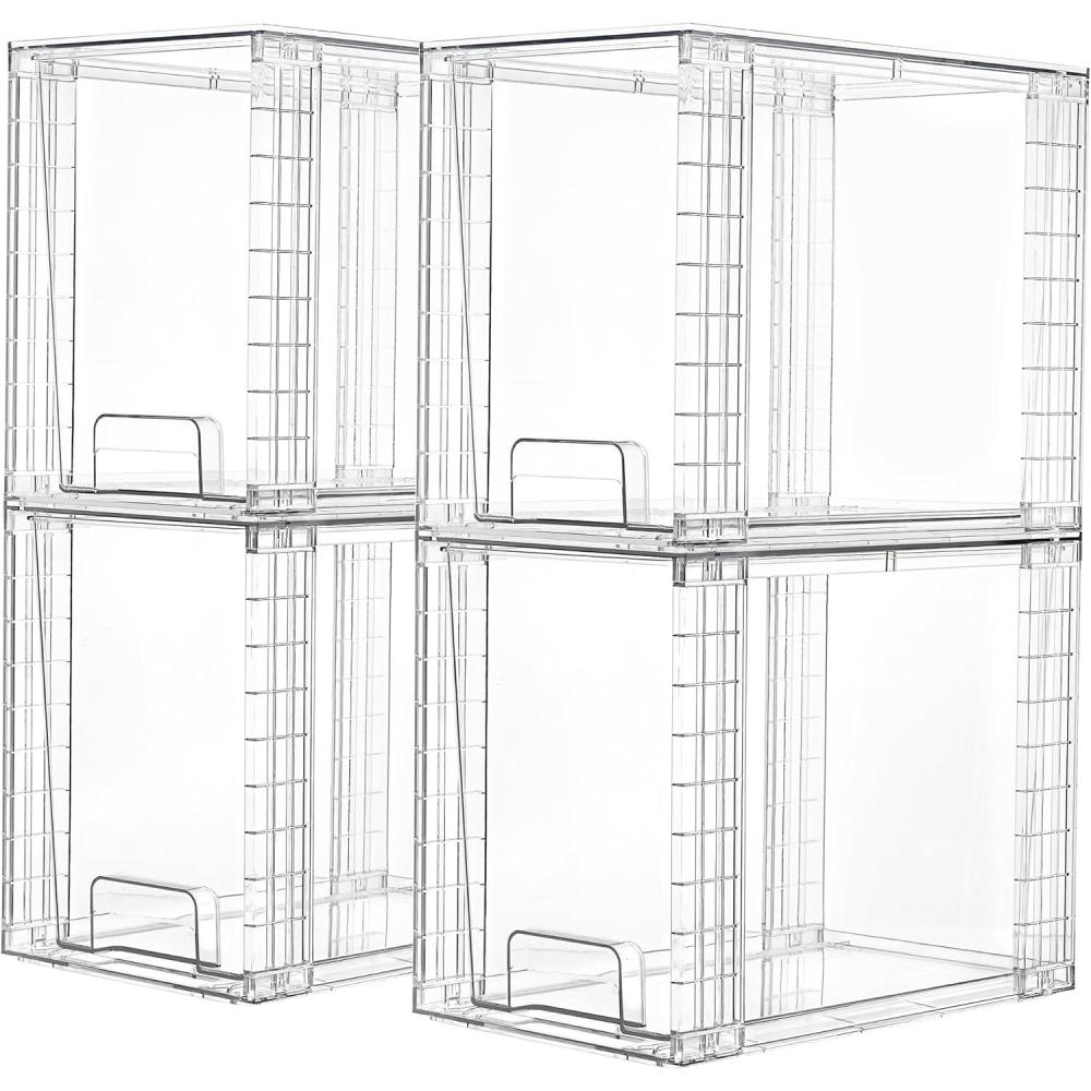 imageVtopmart 4Pack Large Stackable Kitchen Pantry Storage Drawers Clear Organizer Bins with Handles Acrylic Drawer Organizers for Kitchen Pantry Bathroom Undersink Cabinet Organization and Storage4Pack 97H