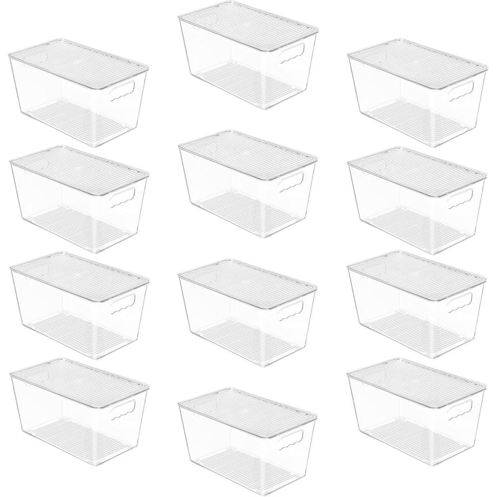 imageVtopmart 6 Pack Clear Stackable Storage Bins with LidsXLarge Plastic Containers with Handle for Pantry Organizer and StoragePerfect for KitchenFridgeCabinet ClosetBathroom Organization12