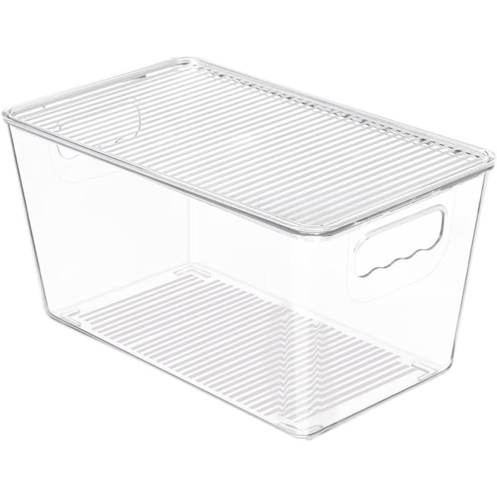 imageVtopmart 6 Pack Clear Stackable Storage Bins with LidsXLarge Plastic Containers with Handle for Pantry Organizer and StoragePerfect for KitchenFridgeCabinet ClosetBathroom Organization1