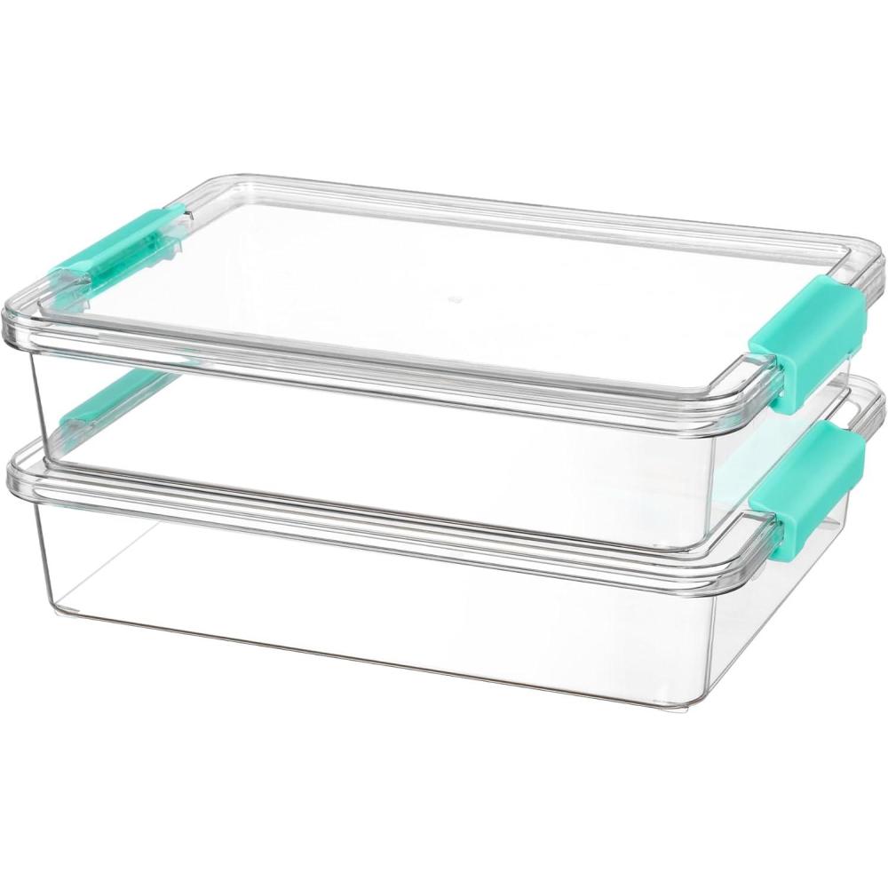 imageVtopmart 6 Qt Plastic Storage Bins with Lids Clear Sensory Bins Arts Crafts Organizers and Storage Stackable Containers for Home Office and School Supplies 4 Pack6 Qt