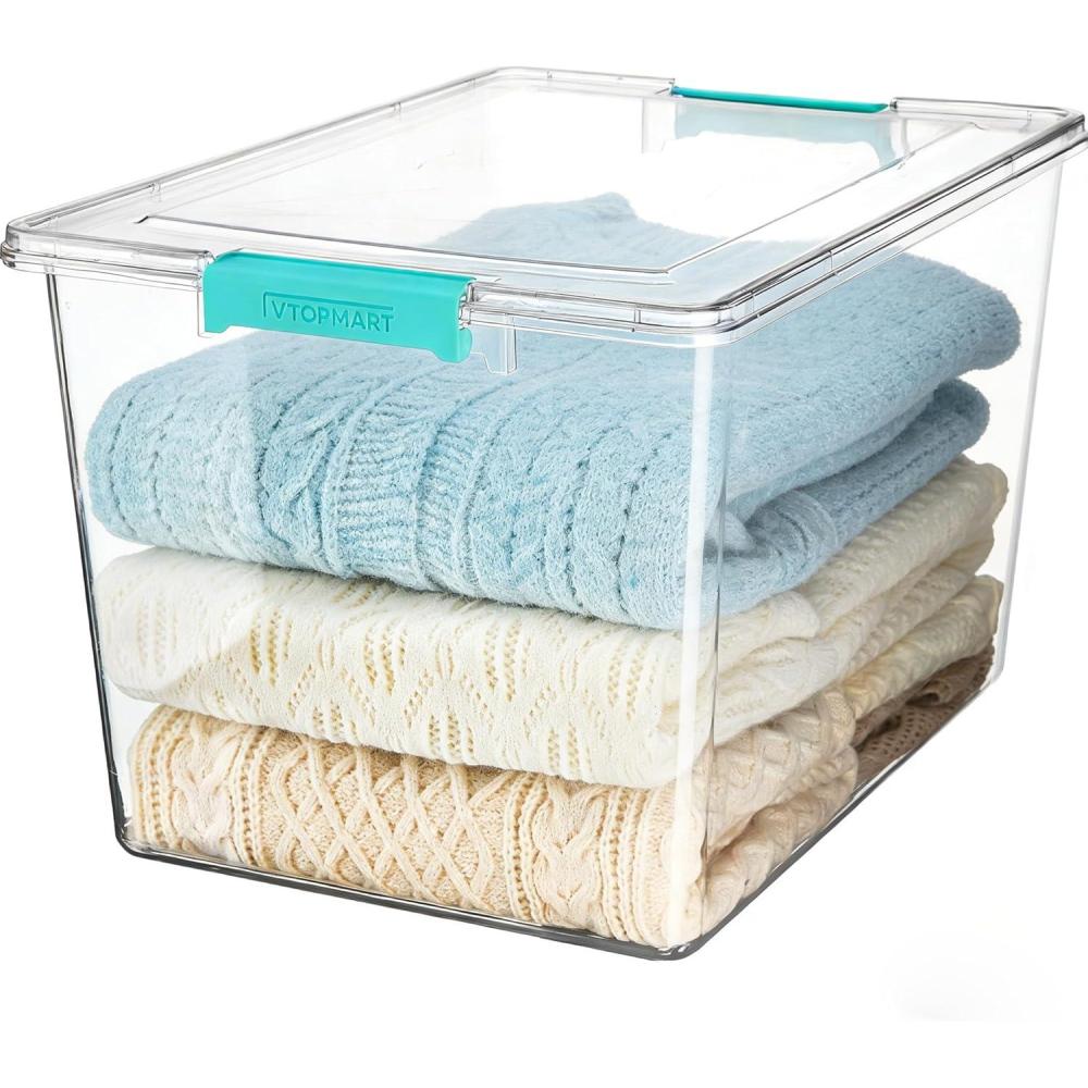 imageVtopmart 6 Qt Plastic Storage Bins with Lids Clear Sensory Bins Arts Crafts Organizers and Storage Stackable Containers for Home Office and School Supplies 4 Pack72 Qt