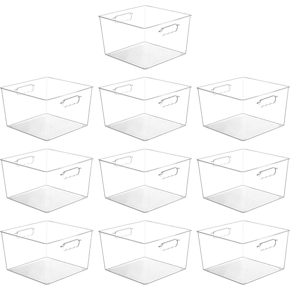 imageVtopmart 8 Pack Extra Large Clear Plastic Storage Bins11x11 Cube Acrylic Organizer Square Containers with Handle for PantryClosetLaundryRoomKitchenBathroomUnderSink Organization10