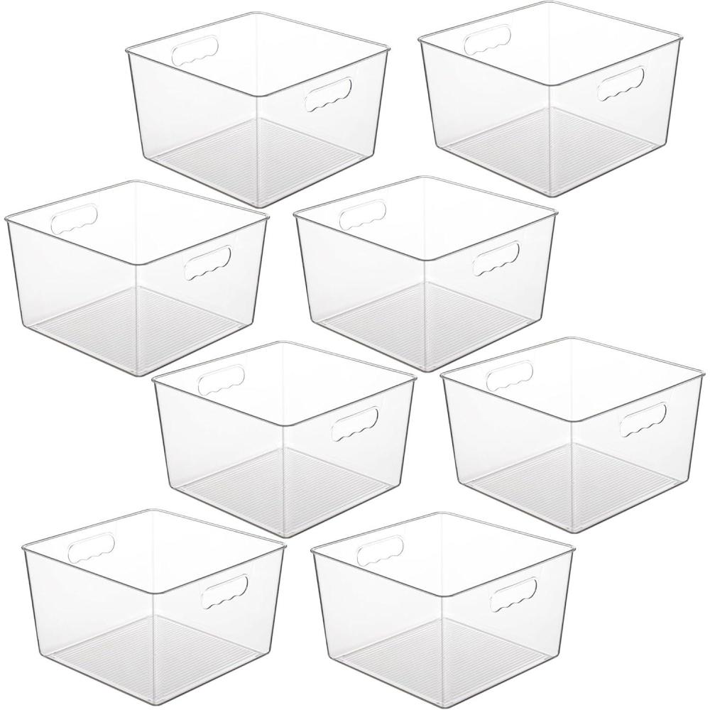 imageVtopmart 8 Pack Extra Large Clear Plastic Storage Bins11x11 Cube Acrylic Organizer Square Containers with Handle for PantryClosetLaundryRoomKitchenBathroomUnderSink Organization8