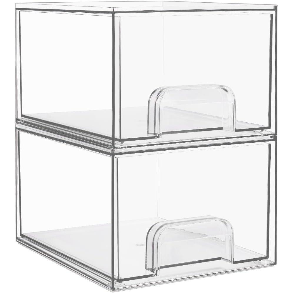 imageVtopmart 8 Pack Small Clear Stackable Storage DrawersAcrylic Bathroom Makeup OrganizerPlastic Storage Bins For Vanity Undersink Kitchen Cabinets Pantry Home Organization2packClear