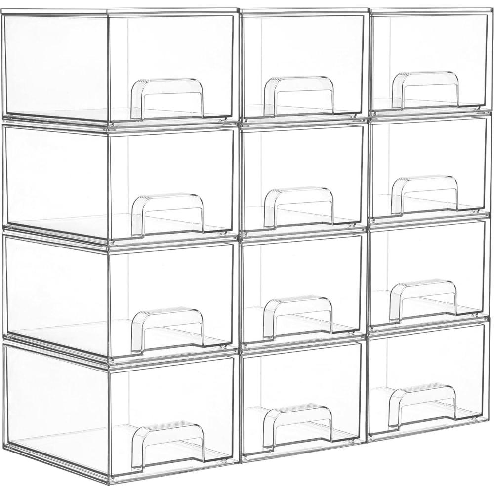 imageVtopmart 8 Pack Small Clear Stackable Storage DrawersAcrylic Bathroom Makeup OrganizerPlastic Storage Bins For Vanity Undersink Kitchen Cabinets Pantry Home Organization12packClear