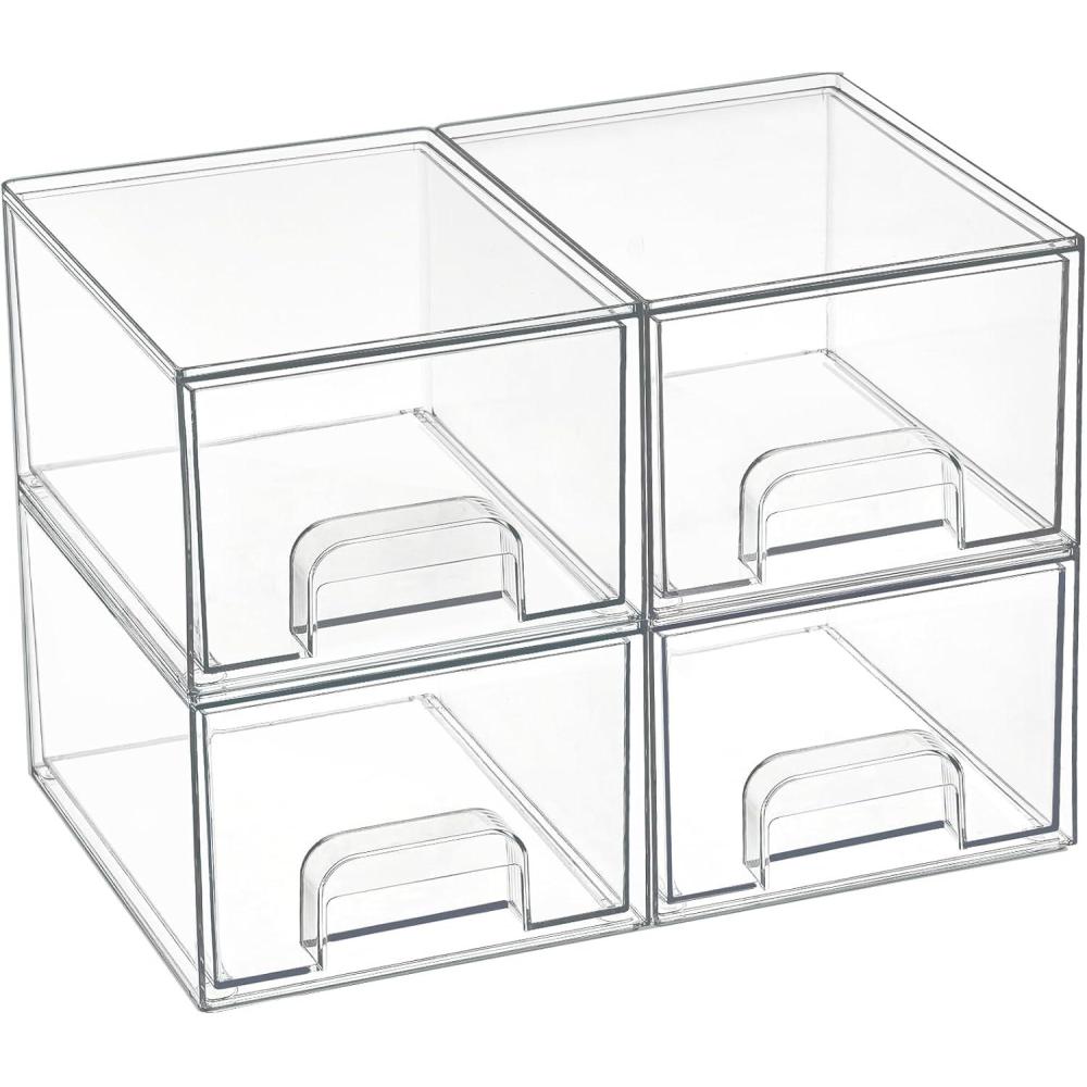 imageVtopmart 8 Pack Small Clear Stackable Storage DrawersAcrylic Bathroom Makeup OrganizerPlastic Storage Bins For Vanity Undersink Kitchen Cabinets Pantry Home Organization4packClear