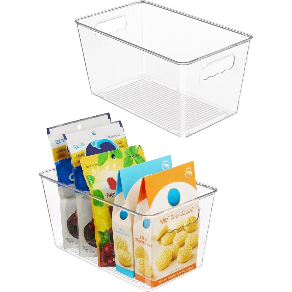 imageVtopmart Clear Plastic Storage Bins 6 PCS Pantry Organizer Bins with Handle for Refrigerator Fridge Cabinet Kitchen Countertops Cupboard Freezer Organization and Storage Large2