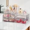 Vtopmart 1 Tier Clear Makeup Organizer with Drawer, Cosmetic Storage for Dresser Countertop and Bathroom Vanity, Beauty Holder for Lipstick Brush Skincare(5 Tier (2 Sizes Drawer))