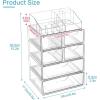 Vtopmart 1 Tier Clear Makeup Organizer with Drawer, Cosmetic Storage for Dresser Countertop and Bathroom Vanity, Beauty Holder for Lipstick Brush Skincare(5 Tier (2 Sizes Drawer))