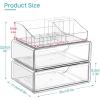 Vtopmart 1 Tier Clear Makeup Organizer with Drawer, Cosmetic Storage for Dresser Countertop and Bathroom Vanity, Beauty Holder for Lipstick Brush Skincare(3 Tier)