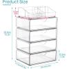 Vtopmart 1 Tier Clear Makeup Organizer with Drawer, Cosmetic Storage for Dresser Countertop and Bathroom Vanity, Beauty Holder for Lipstick Brush Skincare(5 Tier)