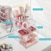 Vtopmart 1 Tier Clear Makeup Organizer with Drawer, Cosmetic Storage for Dresser Countertop and Bathroom Vanity, Beauty Holder for Lipstick Brush Skincare(5 Tier (2 Sizes Drawer))