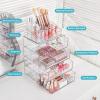 Vtopmart 1 Tier Clear Makeup Organizer with Drawer, Cosmetic Storage for Dresser Countertop and Bathroom Vanity, Beauty Holder for Lipstick Brush Skincare(3 Tier)