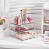 Vtopmart 1 Tier Clear Makeup Organizer with Drawer, Cosmetic Storage for Dresser Countertop and Bathroom Vanity, Beauty Holder for Lipstick Brush Skincare(3 Tier)