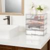 Vtopmart 12.1”W Clear Stackable Storage Drawers,3 Pack Acrylic Plastic Organizers Bins for Makeup Palettes, Cosmetics, and Beauty Supplies,Ideal for Vanity, Bathroom,Cabinet,Desk Organization(2pack Wide)