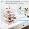Vtopmart 12.1”W Clear Stackable Storage Drawers,3 Pack Acrylic Plastic Organizers Bins for Makeup Palettes, Cosmetics, and Beauty Supplies,Ideal for Vanity, Bathroom,Cabinet,Desk Organization(2pack Wide)