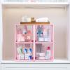 Vtopmart 2 Pack Large Stackable Storage Drawers,Clear Acrylic Drawer Organizers with Handles, Easily Assemble for Bathroom,Kitchen Undersink,Cabinet,Closet,Makeup,Pantry organization and Storage(Pink( 4 Pack))