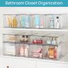 Vtopmart 2 Pack Large Stackable Storage Drawers,Clear Acrylic Drawer Organizers with Handles, Easily Assemble for Bathroom,Kitchen Undersink,Cabinet,Closet,Makeup,Pantry organization and Storage(Clear( 4 Pack))