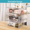 Vtopmart 2 Pack Large Stackable Storage Drawers,Easily Assemble Clear Acrylic Bathroom Closet Undersink Organizers,Plastic Storage Bins for Cabinet,Kitchen Pantry,Medicine Organization(3)
